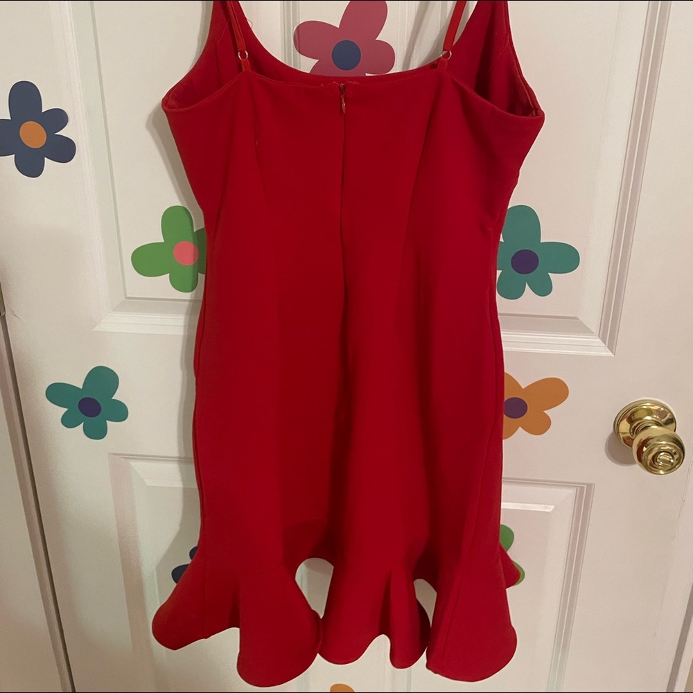 Red ruffle mini dress